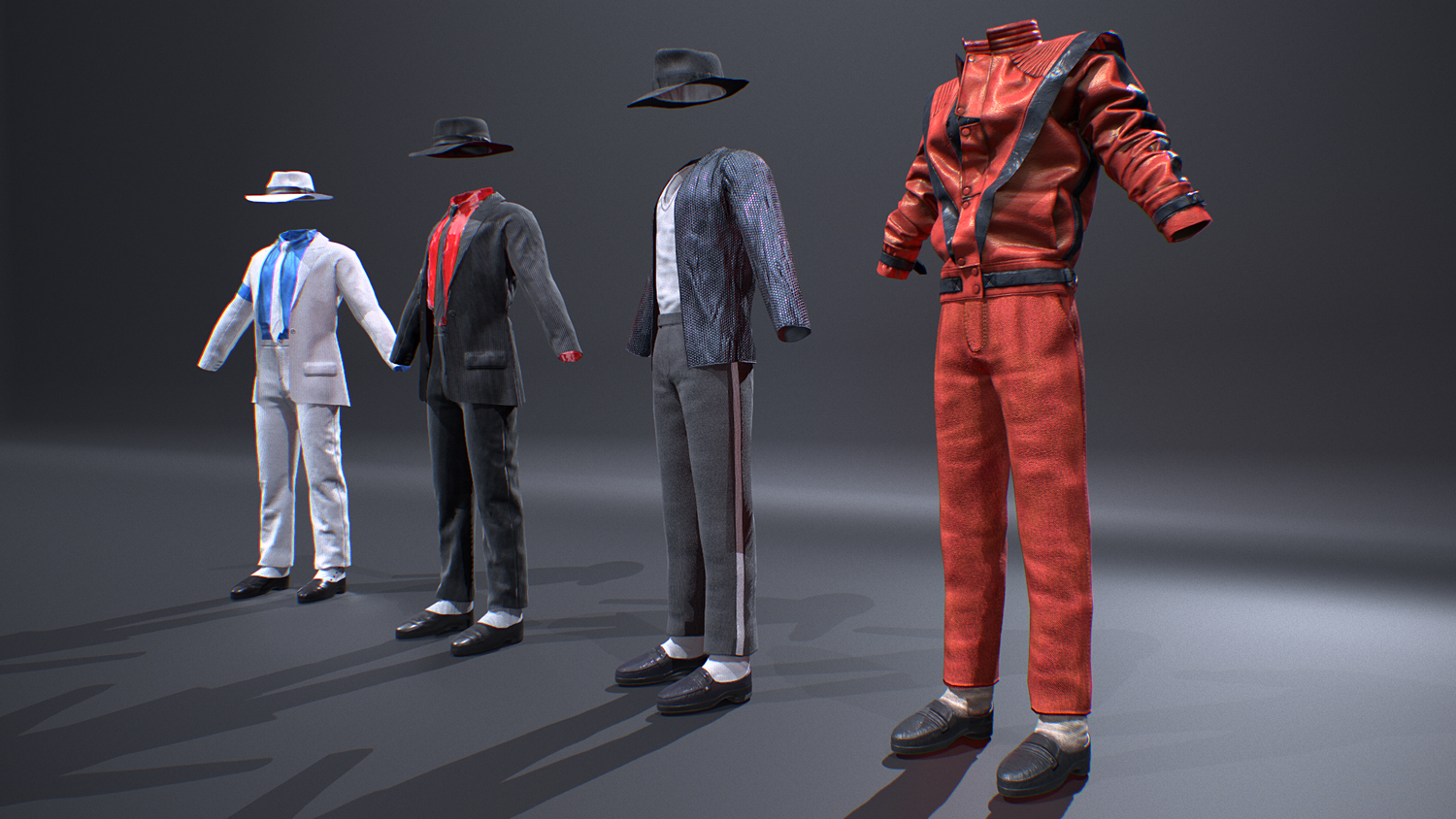 3D model Michael Jackson Set Of Four Outfit VR / AR / low-poly